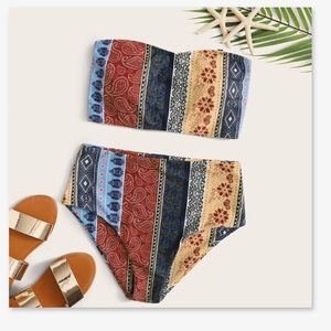 ROMWE high waist bandeau bikini bnwt